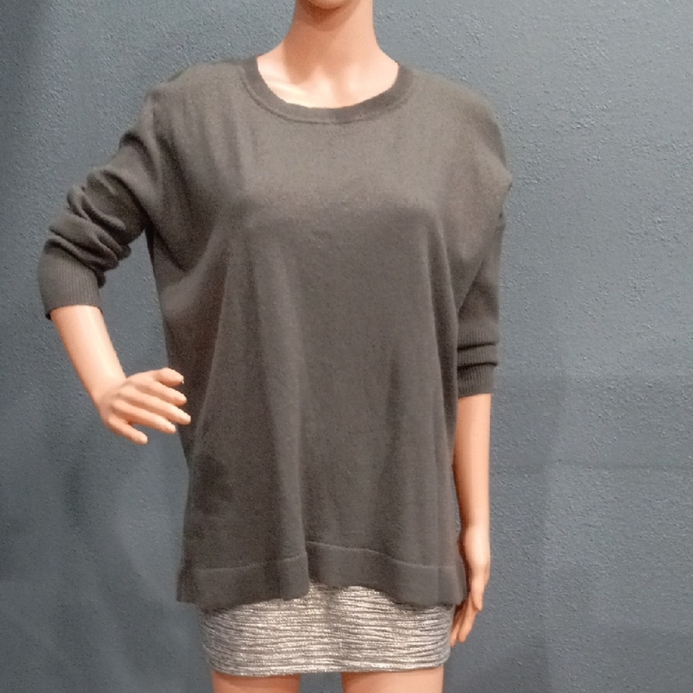 Anthopologie Maeve Merino Wool Brown Long Sleeve Drop Shoulder Sweater